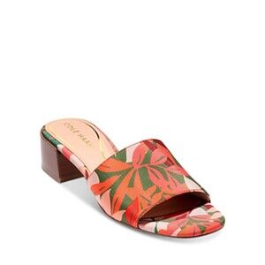 Cole Haan Women's Calli Single-Band Block-Heel Dress Sandals Multi Leaf Print 9M